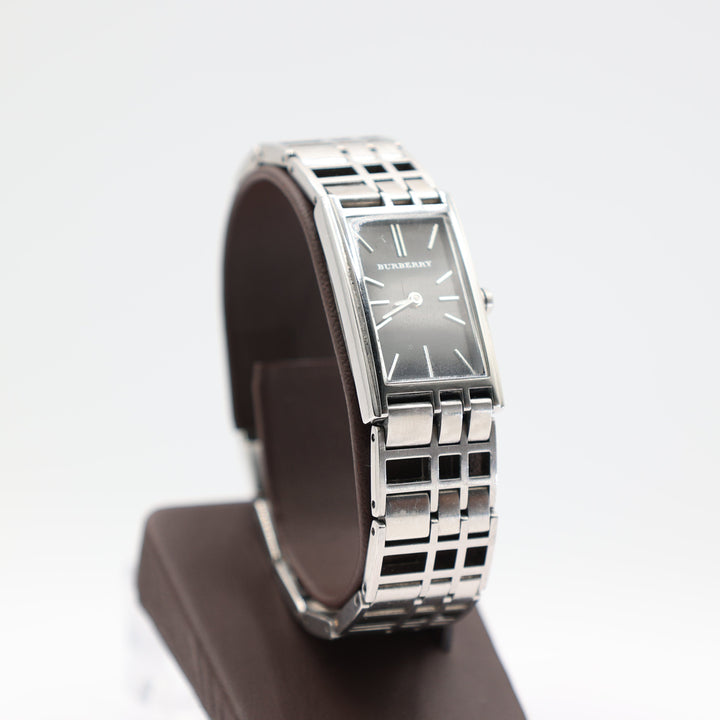 Burberry Stainless Steel Heritage Black Dial Rectangle Watch