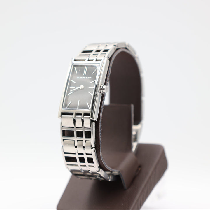Burberry Stainless Steel Heritage Black Dial Rectangle Watch