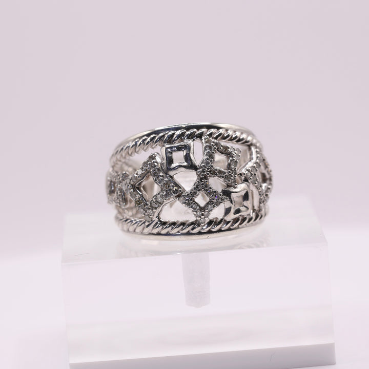 925 Sterling Silver David Yurman Ring with Pave Diamonds - Size 5.75