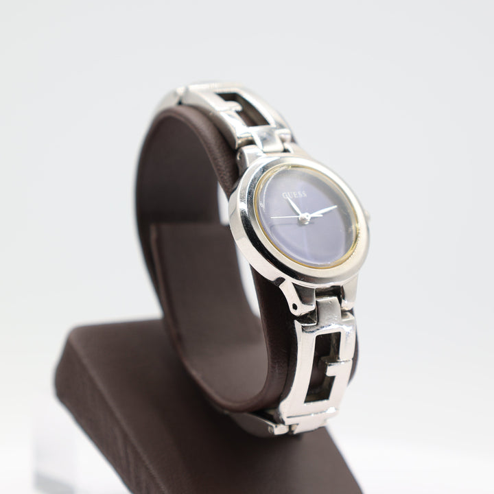 Guess Women's Silver Link Stainless Steel Watch w/ Navy Blue Dial