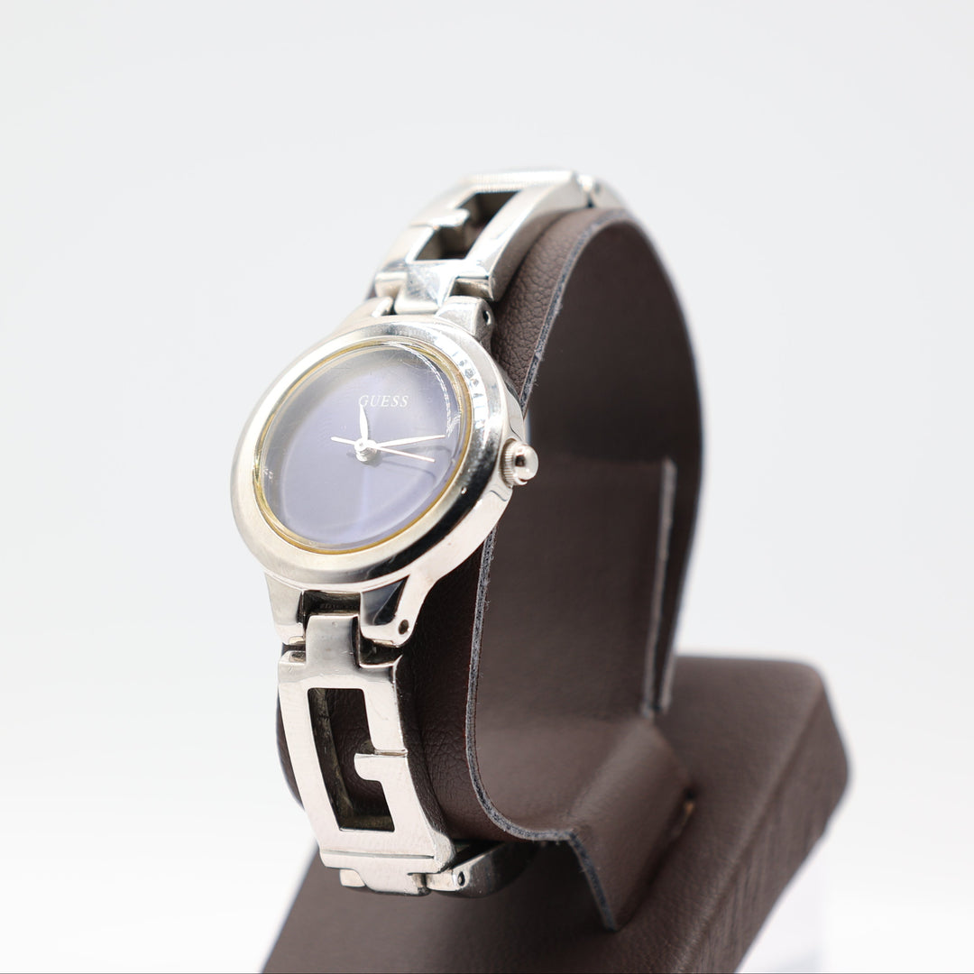 Guess Women's Silver Link Stainless Steel Watch w/ Navy Blue Dial