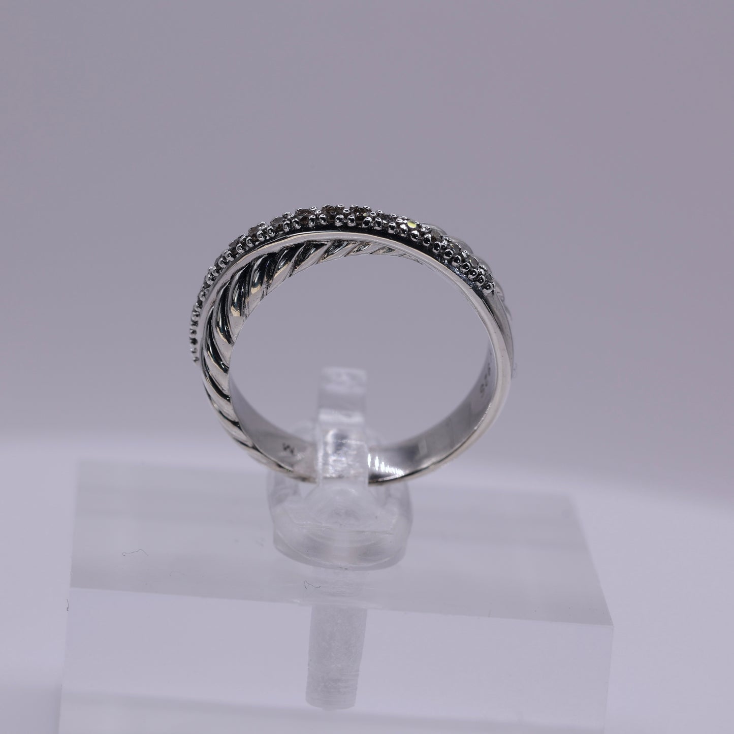 925 Sterling Silver David Yurman Sterling Silver Crossover Women's with Diamonds Ring - Size 7