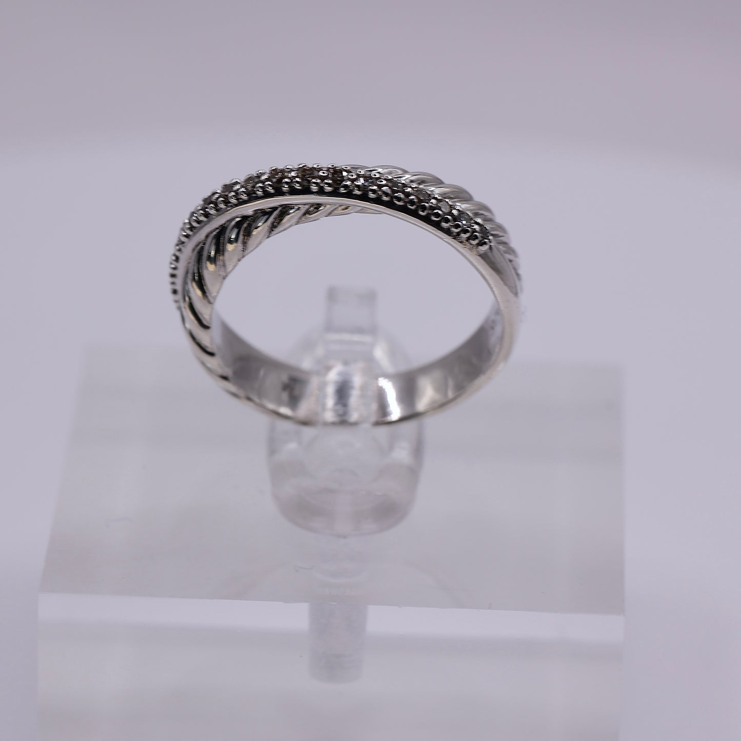 925 Sterling Silver David Yurman Sterling Silver Crossover Women's with Diamonds Ring - Size 7