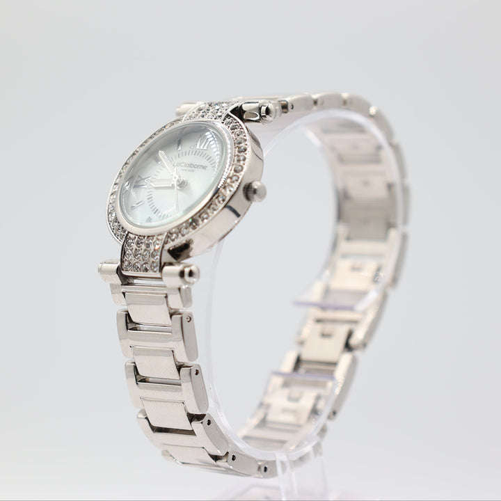 Liz Claiborne New York Stainless Steel Mother Of Pearl Watch w/ Crystals