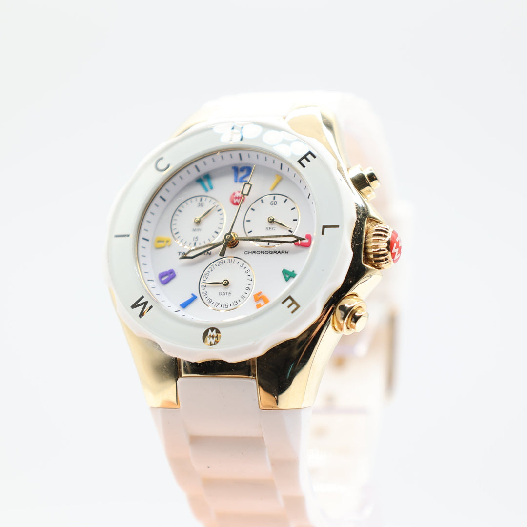 Michelle Colorful Numbers with White Silicone Band