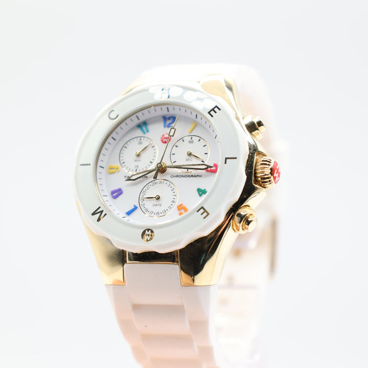 Michelle Colorful Numbers with White Silicone Band