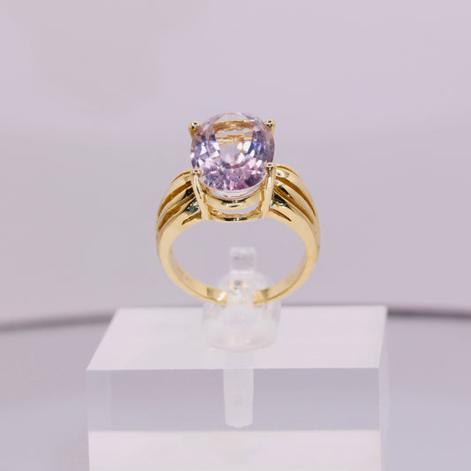 14k Yellow Gold and Morganite Ring - Size 6