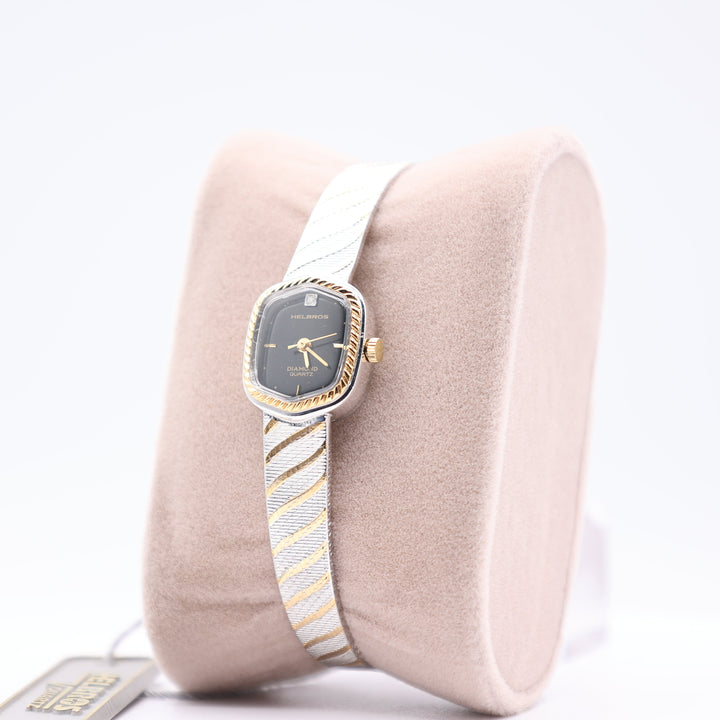 Vintage Helbros two tone Diamond Quartz Watch with Sliding Clasp