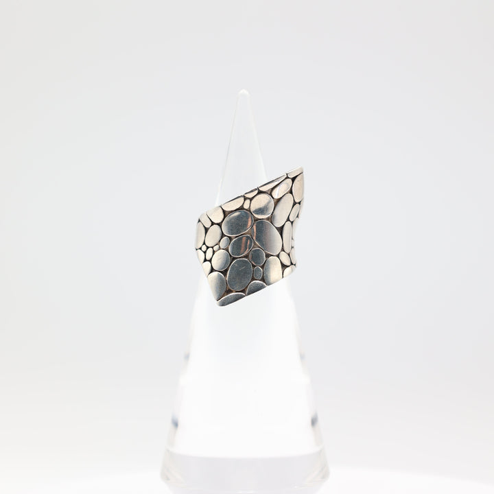 John Hardy Palu Bulan 925 Silver Batu Bamboo Checker Board Cut Gem Ring- Size 6.5