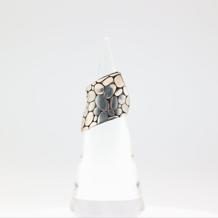 John Hardy Palu Bulan 925 Silver Batu Bamboo Checker Board Cut Gem Ring- Size 6.5