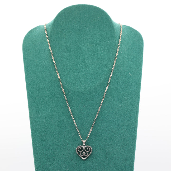 925 Sterling Silver Retired James Avery French Scroll Love Heart Necklace