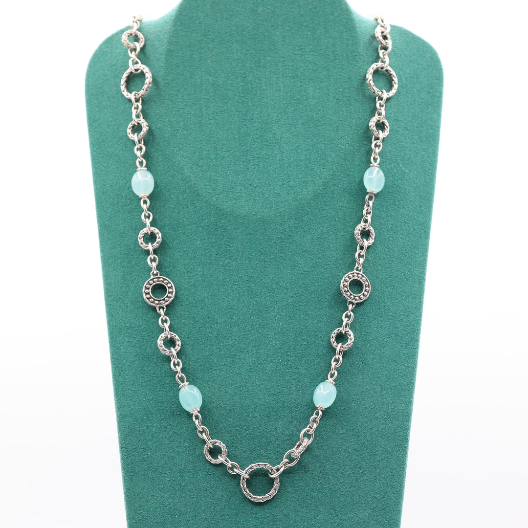 John Hardy Palu Bulan 925 Sterling Silver Necklace w/ Aquamarine Stones