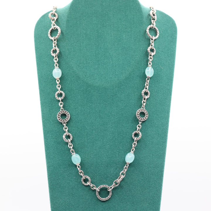 John Hardy Palu Bulan 925 Sterling Silver Necklace w/ Aquamarine Stones