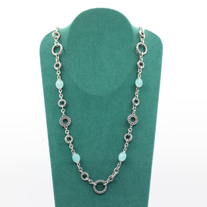 John Hardy Palu Bulan 925 Sterling Silver Necklace w/ Aquamarine Stones