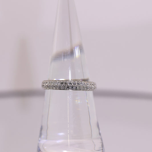 14k White Gold Pave Diamond Encrusted Wedding Band Ring Size-6 1/2