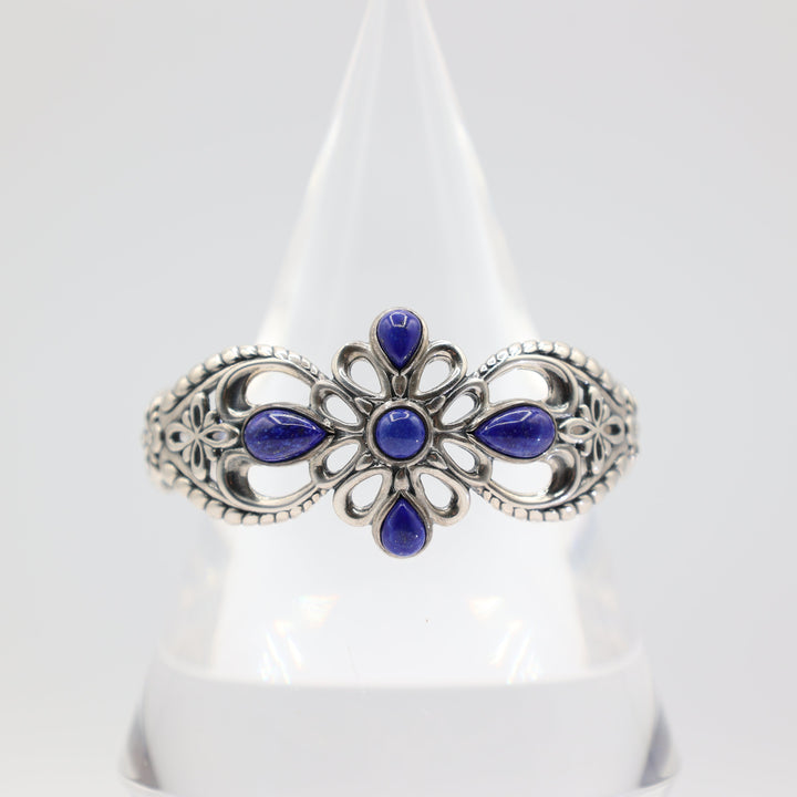 Carolyn Pallock 925 Sterling Silver Lapis Signed Relios Cuff Bracelet