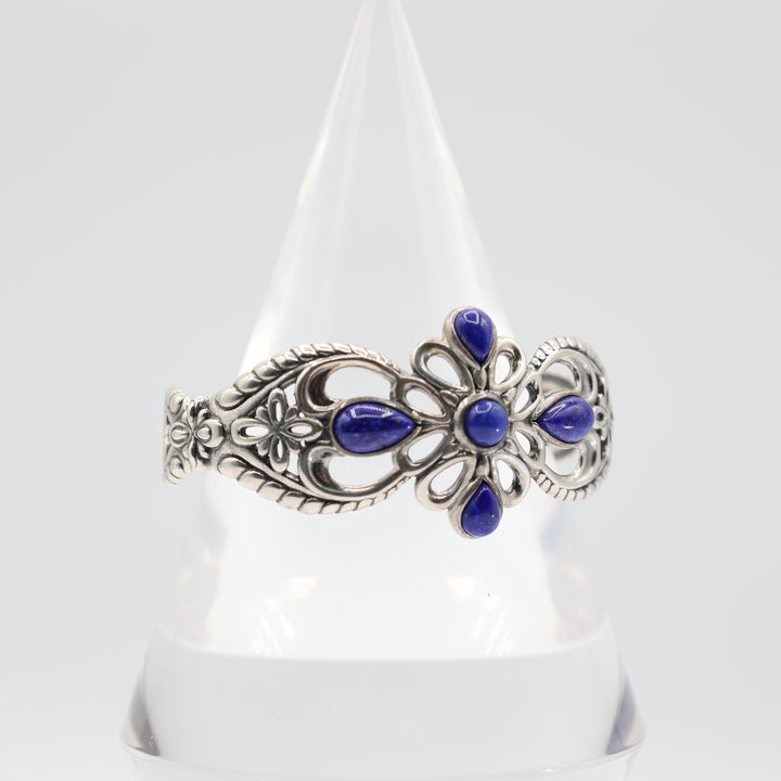 Carolyn Pallock 925 Sterling Silver Lapis Signed Relios Cuff Bracelet