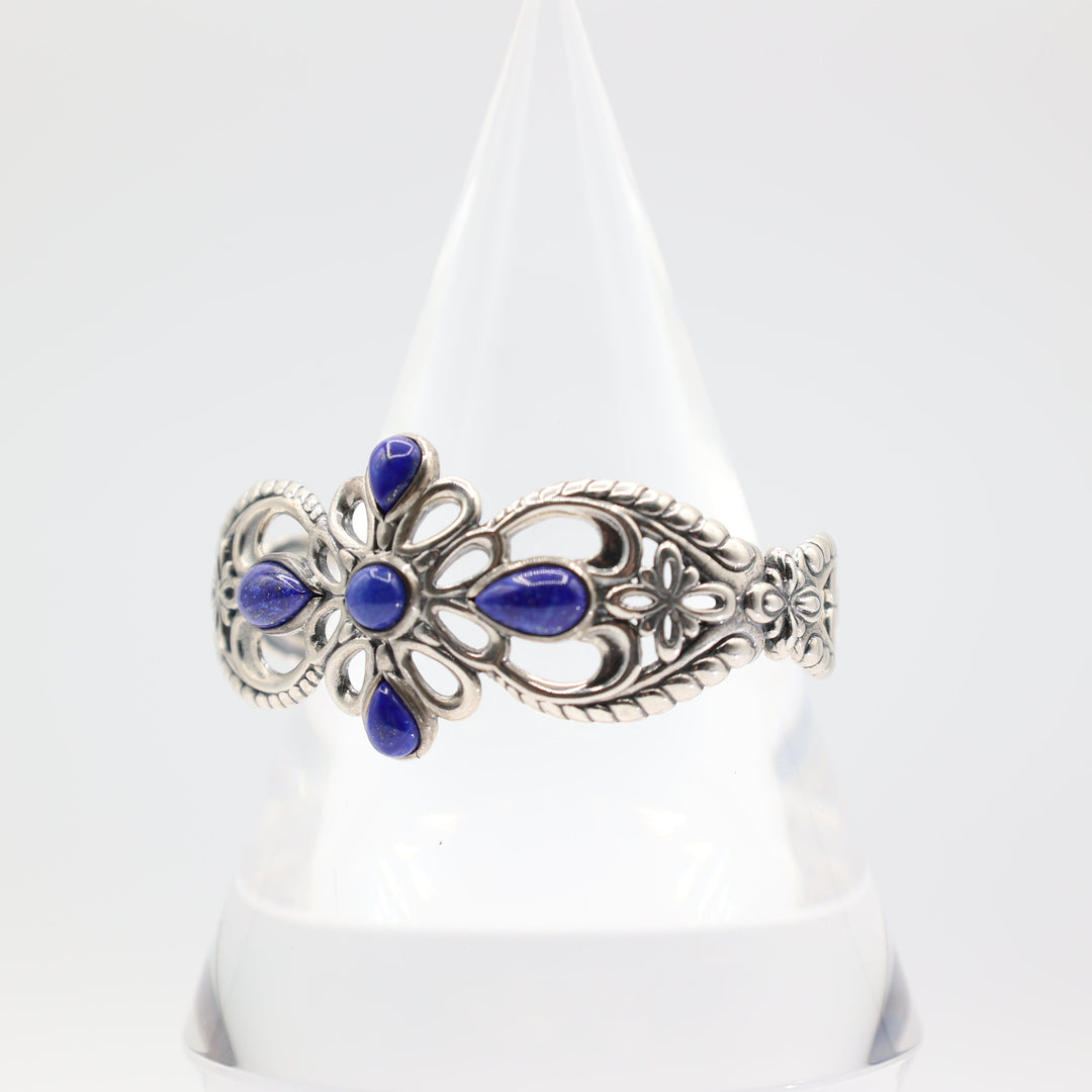 Carolyn Pallock 925 Sterling Silver Lapis Signed Relios Cuff Bracelet