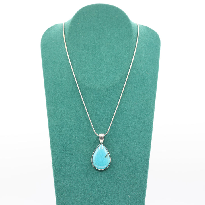 925 Sterling Silver Turquoise Teardrop Pendant