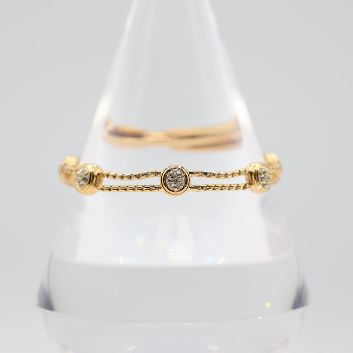 Swarovski Signed Swan Gold Plated 5 Crystal Rhinestone Rope Link Bracelet