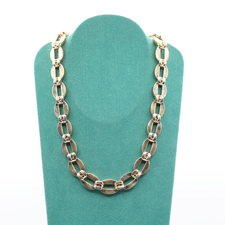 St. John Designer Link Chain Collar Necklace Gold Tone