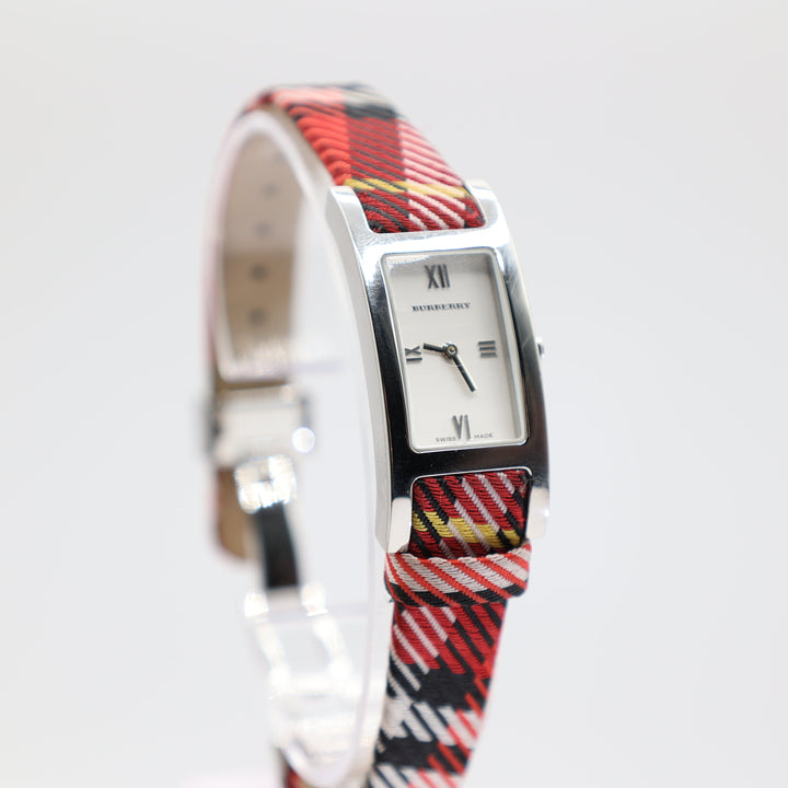 Burberry Swiss Made Red Plaid Genuine Leather Watch