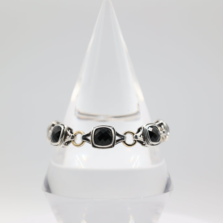 Lorenzo 925 Sterling Silver Bracelet with 6 Black Onyx Stones