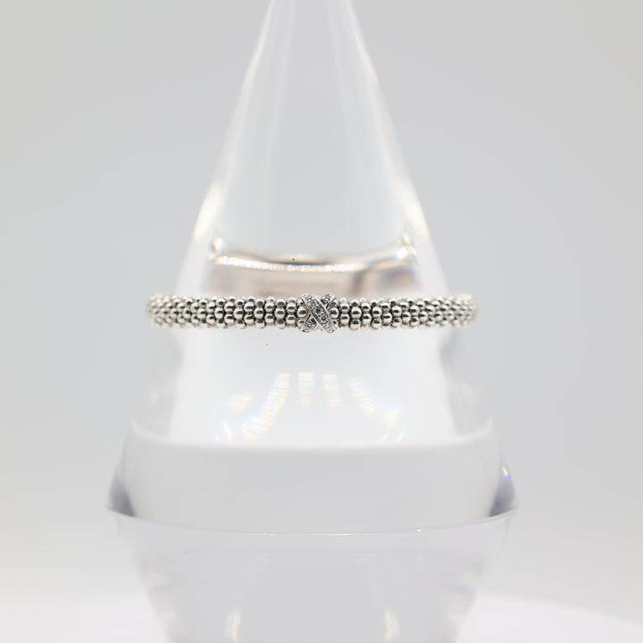 Lagos 925 Silver Caviar X White Diamonds Bracelet for Elegance
