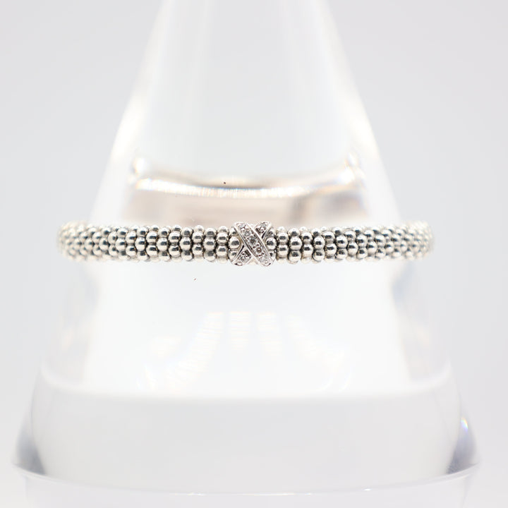 Lagos 925 Silver Caviar X White Diamonds Bracelet for Elegance