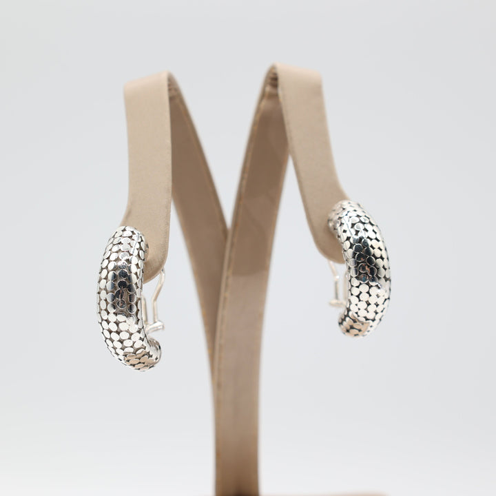 John Hardy 925 Sterling Silver Dotted Half Hoop Earrings