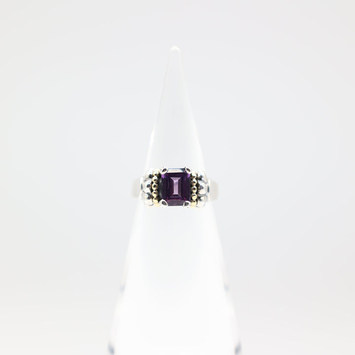 Lagos 925 Sterling Silver Gold Toned Glacier Amethyst Ring Size 8.25