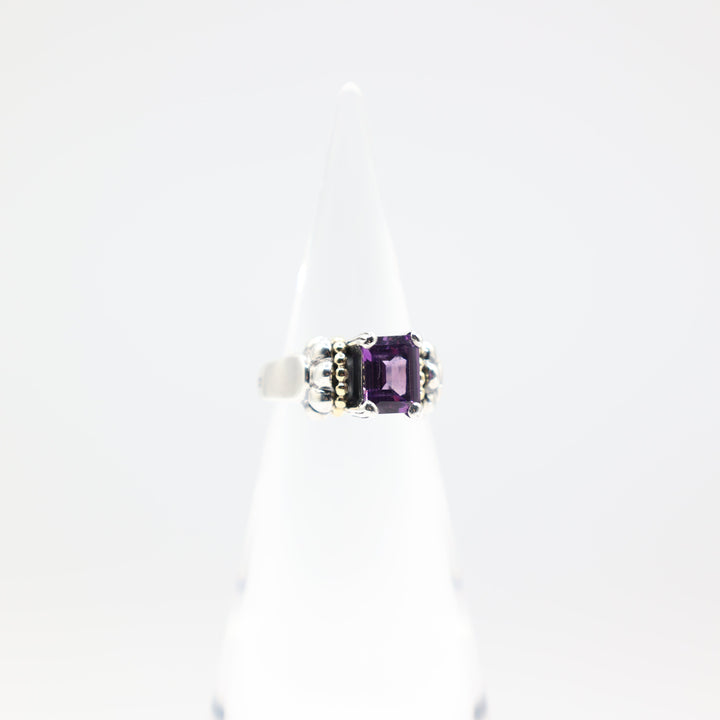 Lagos 925 Sterling Silver Gold Toned Glacier Amethyst Ring Size 8.25