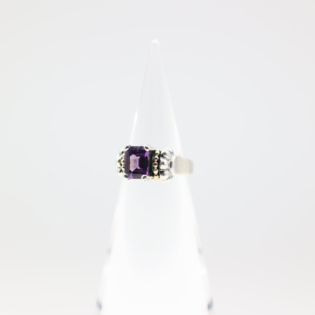 Lagos 925 Sterling Silver Gold Toned Glacier Amethyst Ring Size 8.25