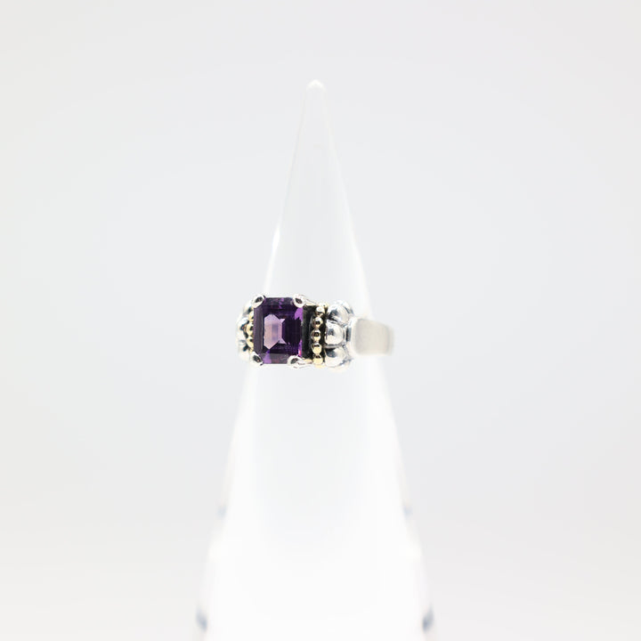 Lagos 925 Sterling Silver Gold Toned Glacier Amethyst Ring Size 8.25