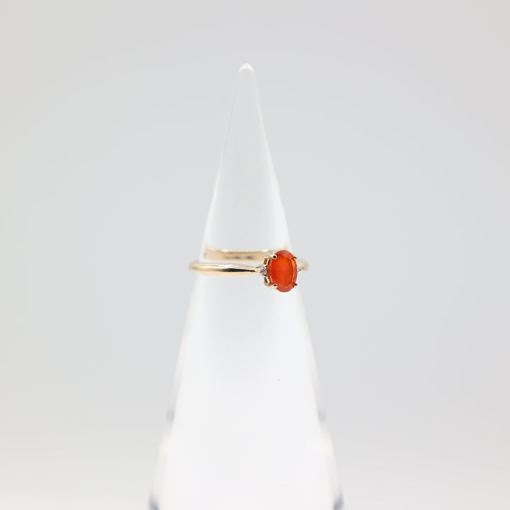 14k Yellow Gold Ring With Orange Oval Stone Size 7