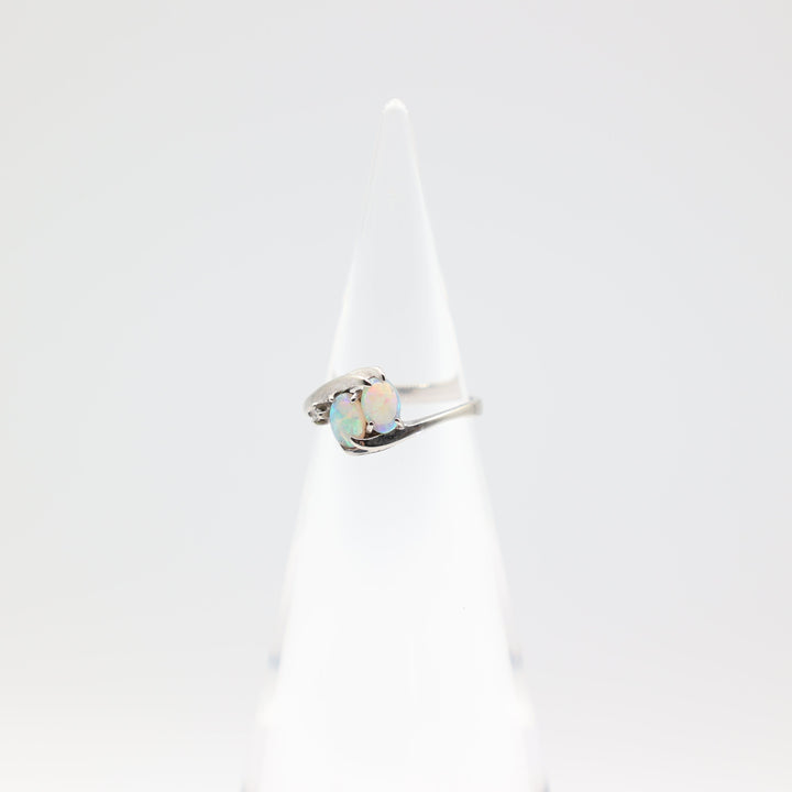10k White Gold Double Opal And Diamond Ring 6.50 Size
