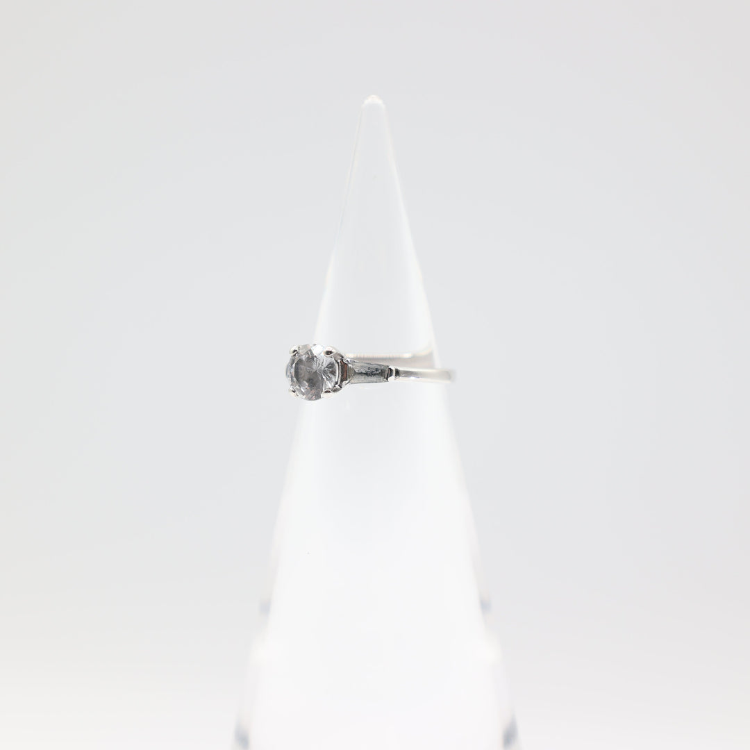 14k White Gold With White Spinel Stones Ring Size 6