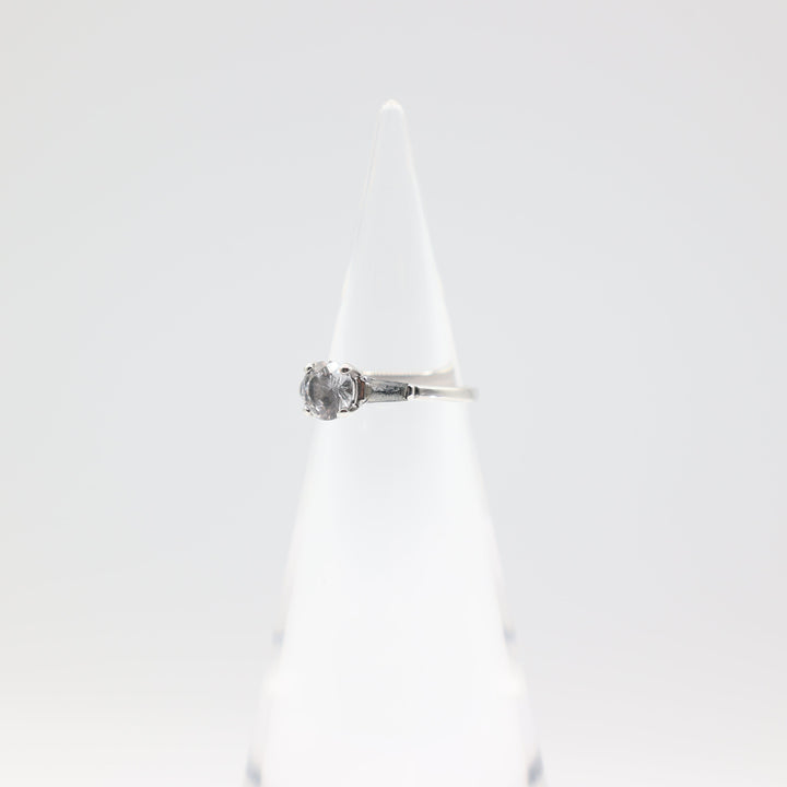 14k White Gold With White Spinel Stones Ring Size 6