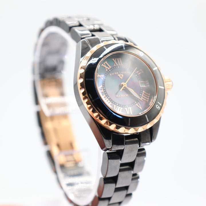 Swiss Legend Karamica Black Ceramic Rose Gold Watch