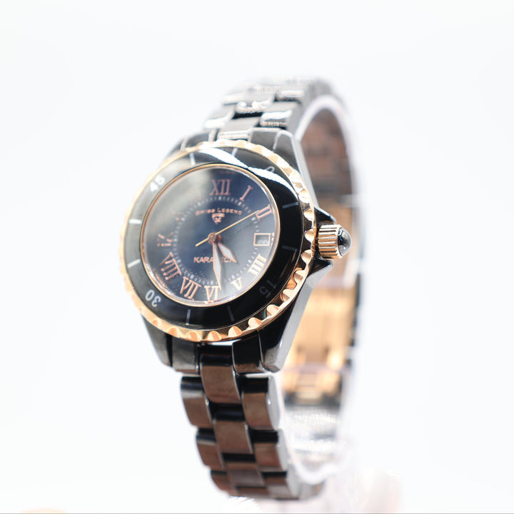 Swiss Legend Karamica Black Ceramic Rose Gold Watch