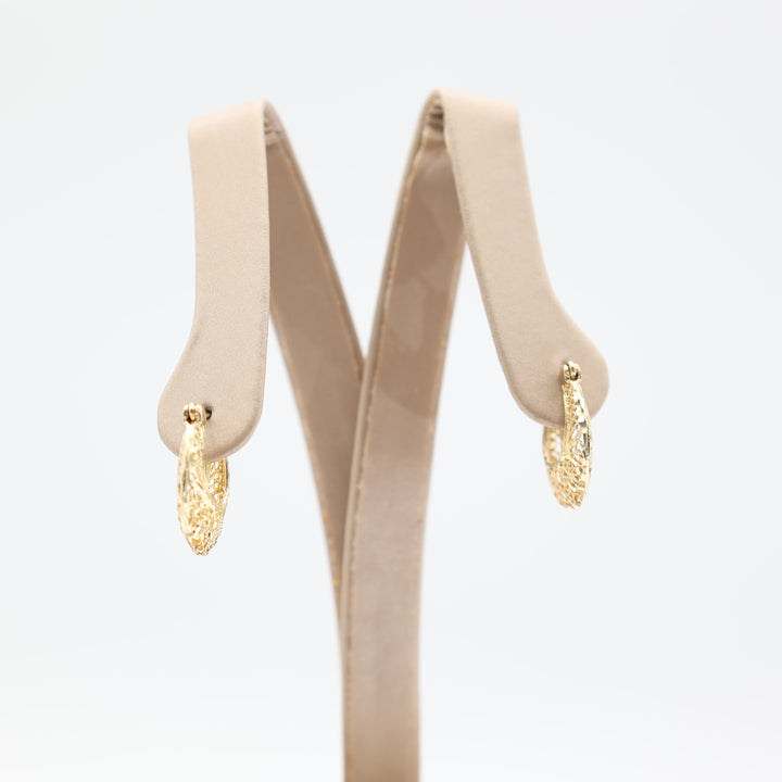 14k Yellow Gold Open Filigree Hoop Earrings for Women