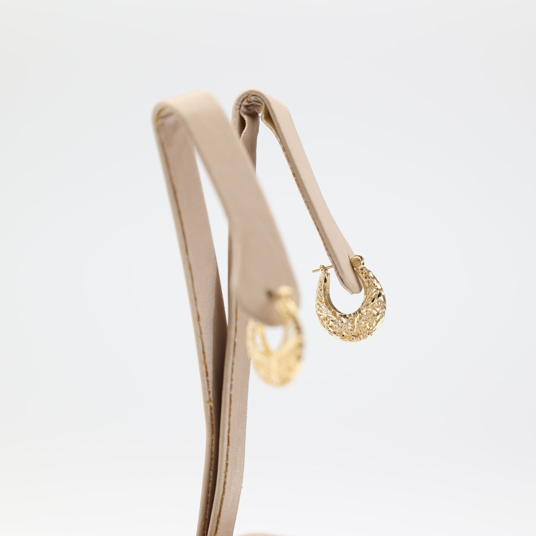 14k Yellow Gold Open Filigree Hoop Earrings for Women