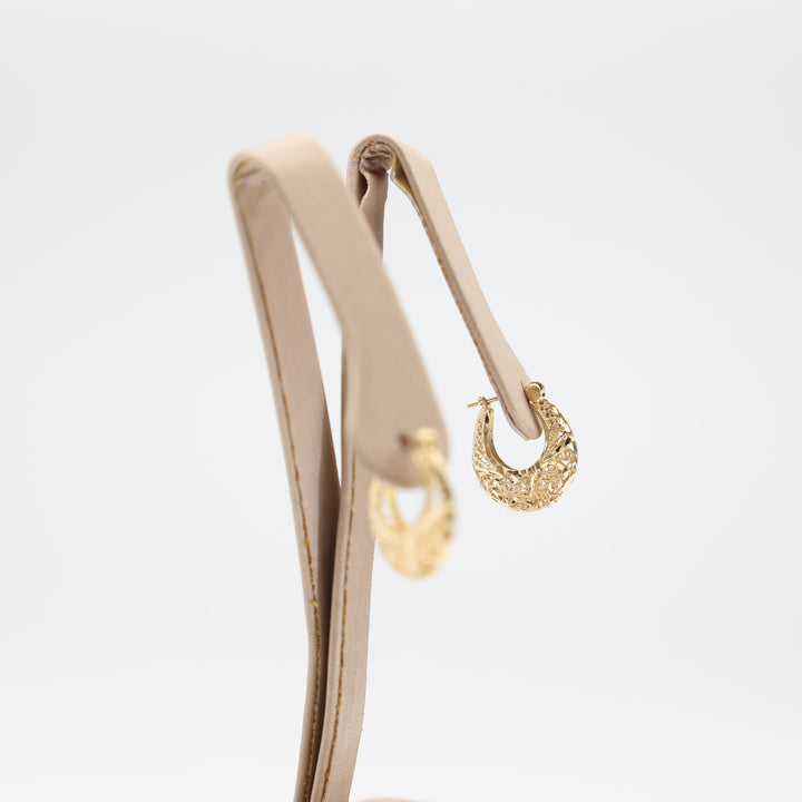 14k Yellow Gold Open Filigree Hoop Earrings for Women