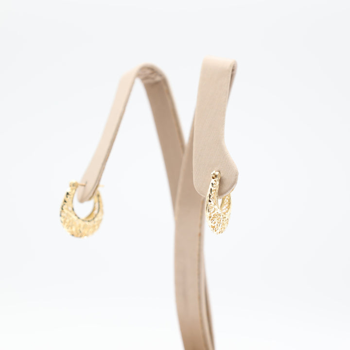 14k Yellow Gold Open Filigree Hoop Earrings for Women