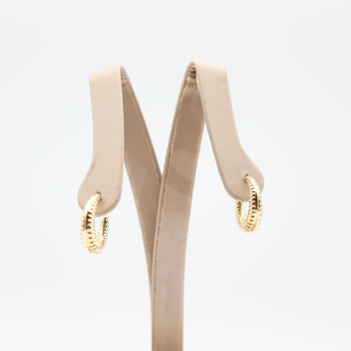 14k Yellow Gold Textured Hoop Earrings for Elegant Style