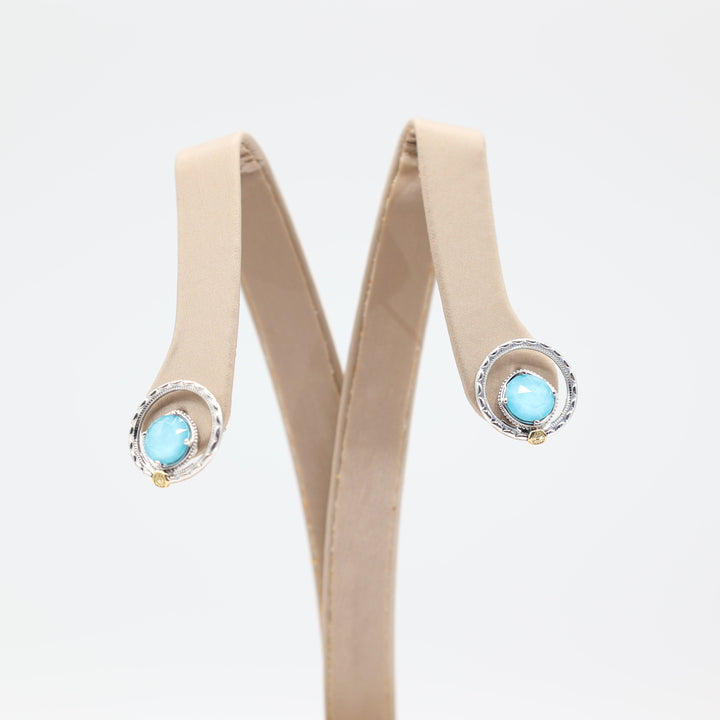 Tacori 925 Sterling Silver Gemma Bloom Neo Turquoise Earrings