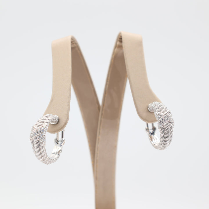 Judith Ripka 925 Sterling Silver Twisted Hoop X Earrings