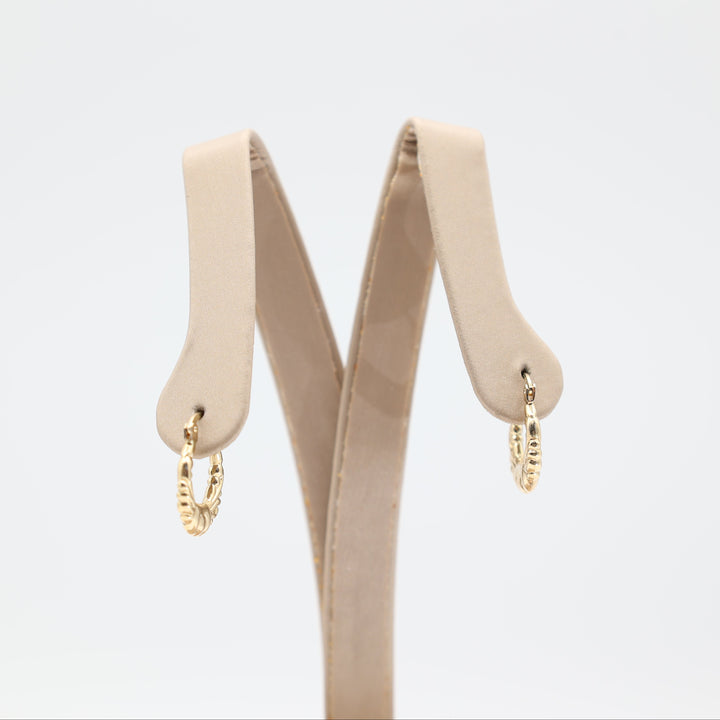 14k Yellow Gold Small Filigree Hoop Earrings for Women