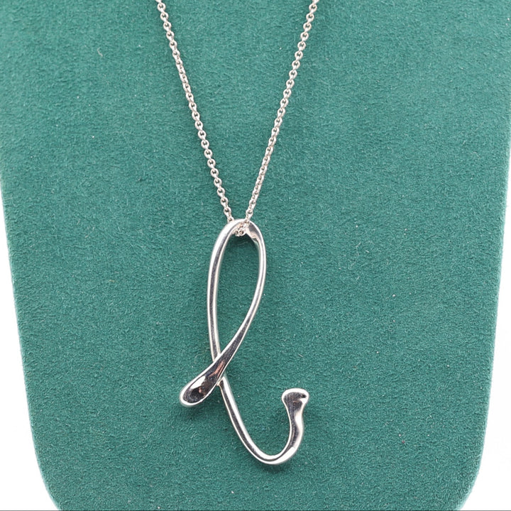 Tiffany & Co 925 Sterling Silver Elsa Perretti "L" Necklace