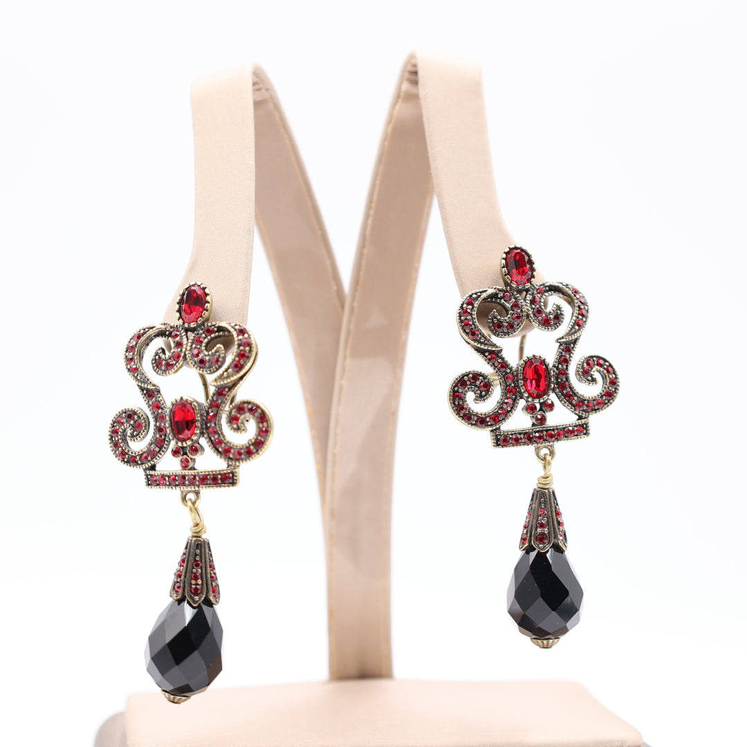 Heidi Daus Black Beaded Red Crystals Tassel Set